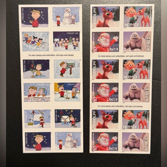 Charlie Brown Christmas and Rudolph Christmas Forever Stamp Set (40 Stamps) - Picture 2 of 2